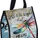 Lunch Bags Dragonfly Light Cute Women Lunch Box Large Reusable Insulated Lunch Tote Lunch Cooler Bag Wide-Open Foldable Portable Leakproof Handbag for Office, Work, Beach or Travel