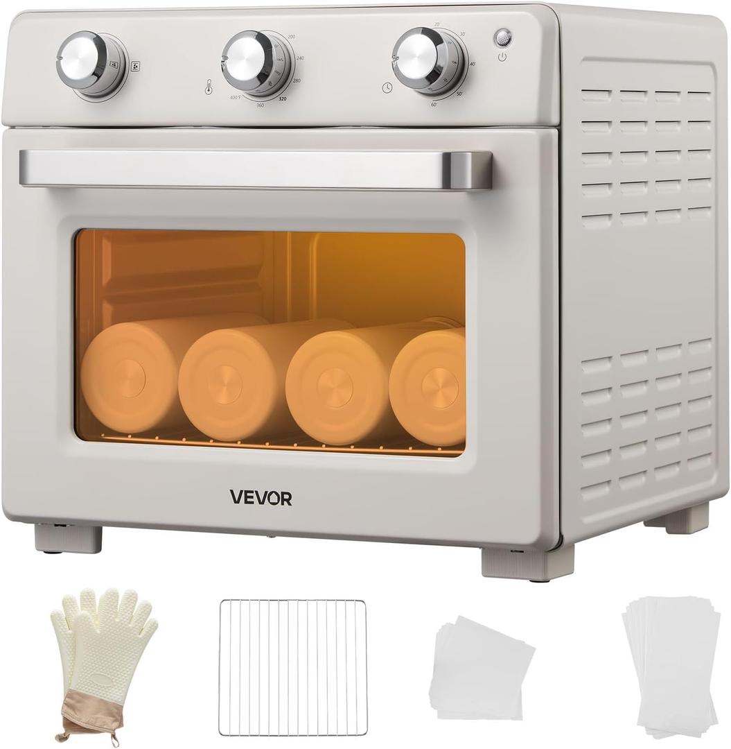 VEVOR Sublimation Oven Machine, 26 Qt, Fits 40oz Tumblers, with 50 Shrink Films, 1 Tape and 2 Heat Gloves, 360 Turbo Convection for Sublimation Blank Tumblers, Mugs, Bowls, Off-White
