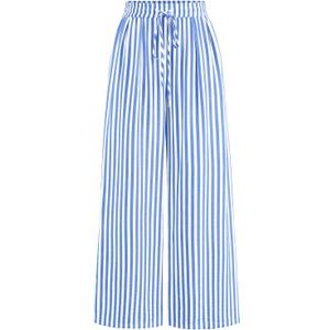 PRETTYGARDEN Womens Pants Elastic Waist Floral Lightweight Palazzo Pants for Women Casual Lounge Wide Leg Pants Woman (L)