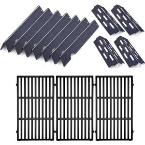 Cast Iron Grill Grates Flavorizer Bars Parts for Weber Genesis 2 E-410, S-410, Genesis II LX E-440, S-440, Weber 66089, 66097, 66041, 66033, 66796, Porcelain Steel Flavor Bars Heat Deflectors