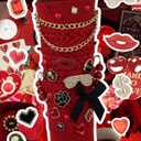 DoDoBeads 85 Pcs Junk Socks Charms Kit, Black and Red Charms for Socks, Brooches and Pins for Women, ShoeCharms with Bows, Sneakers DIY Kit with Pearls Rhinestones Chains