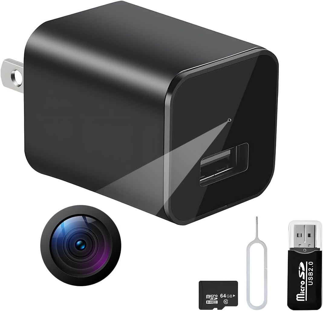 Spy Camera Hidden Camera - 1080P Small Camera with Motion Detection - Nanny Cam for Home Indoor Security - 64GB Micro SD Card Included-No WiFi