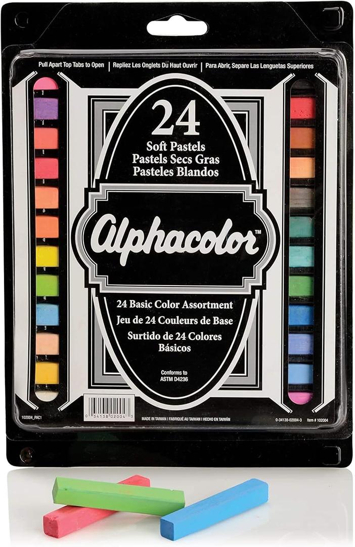 Derwent Alphacolor Soft Square Pastels, Multi-Colored, 24 Pastels per Set (102004)