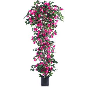 Artificial Bougainvillea Tree -6FT Faux Bougainvillea Tree with Realistic Flowers, Tall Fake Flower Tree for Indoor or Outdoor Decor, Silk Floral Plant for Living Room, Porch, Garden (Pink)