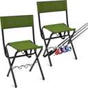 Wenqik 2 Pcs Summer Folding Fishing Chair with Rod Holder Hunting Camping Chairs for Adults Outdoor Portable Folding Chair for Men Women Ice Fishing Lawn Patio Garden Beach Gifts(Green), Medium