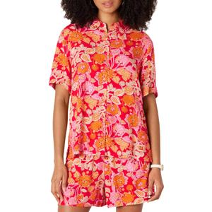 Amazon Essentials Womens Relaxed-Fit Fluid Twill Button-Down Shirt (Short Sold Separately) (M)