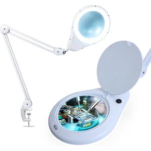 Neatfi Elite XL HD Super LED Magnifying Lamp with Clamp – 7” Glass Lens, 5-Diopter, 6500K Daylight | Glare-Free, Adjustable Arm | Reading, Sewing & Crafting (7 Inch Lens, White)