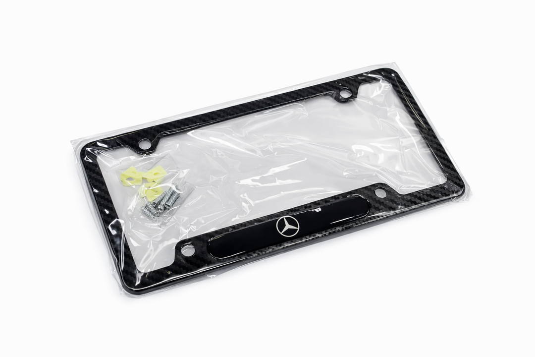 Stainless Steel Carbon Fiber 4 Holes License Plate Frame fit for Black License Plate 6 * 12 Inches Tag Holder Bracket