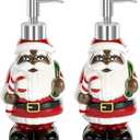 2 Pack Black Santa Christmas Soap Dispenser, African American Christmas Decorations, 8 Inch Hand Soap Bottle Lotion Dispenser with Plastic Pump for Kitchen and Bathroom Sinks Accessories Decor