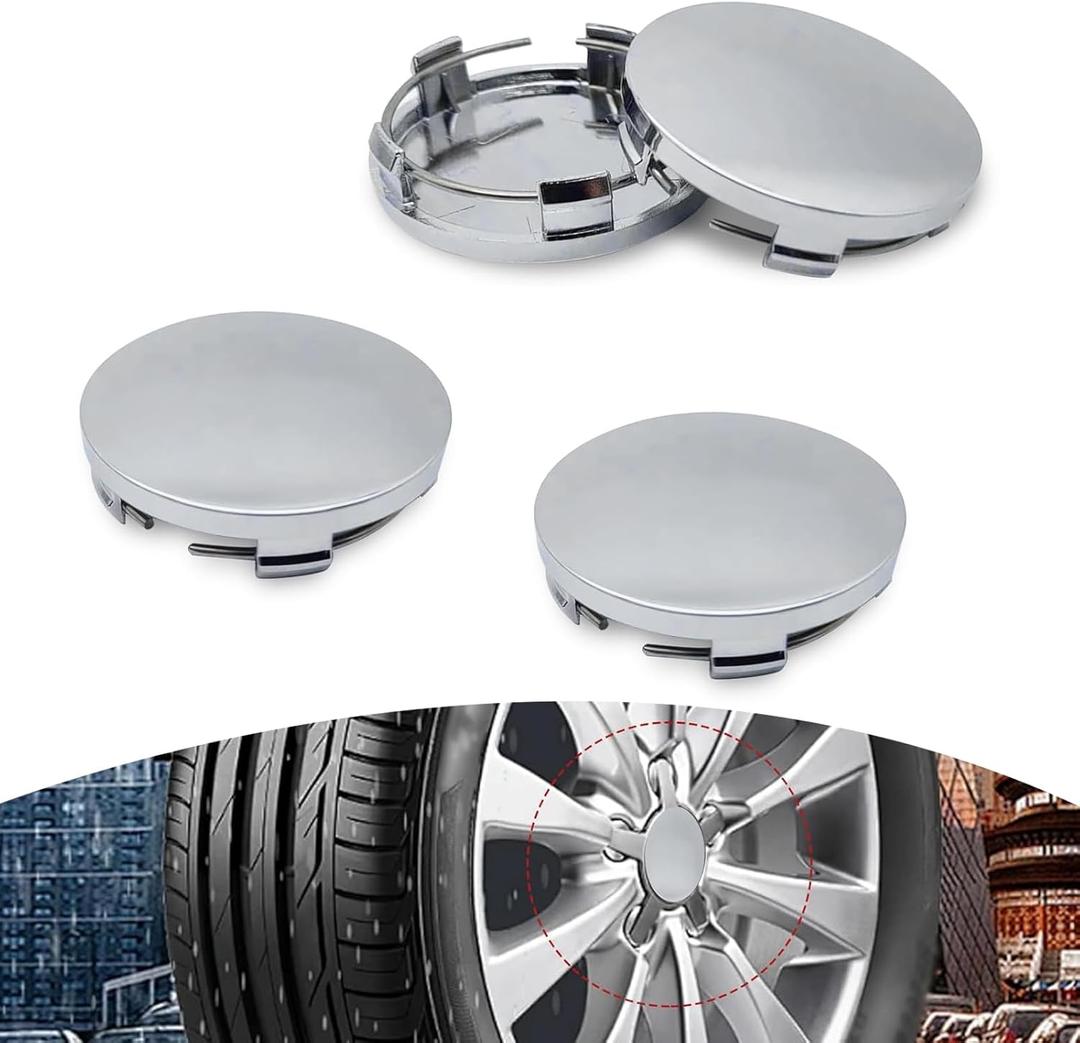 ijuicy 4 PCS Car Wheel Center Hub Caps, ABS Rust-Proof Center Caps for Rims, 2.36" OD 2.2" ID Tight Fitting Snap-on Wheel Hub Modified Dust Protection Cover, Universal for Most Cars (Silver)