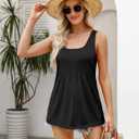 Zeagoo Women's Summer Tank Tops 2026 Pleated Square Neck Loose Fit Casual Flowy Tunic Sleeveless Shirts (Black)