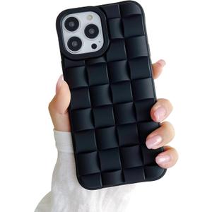 Ginkgonut Compatible with iPhone 14 Pro Max Case for Women/Girls, Cute 3D Laid Desgin Soft Silicone Shockproof Raised Bumper Corners Case for iPhone 14 Pro Max（Black）