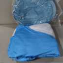 Inflatable Fabric Covered Pool Float Adult with UPF50+ Sunshade Canopy & Cup Holders,Large Water Lounger Float Recliner Chair for Pool Party Lake Beach-Blue