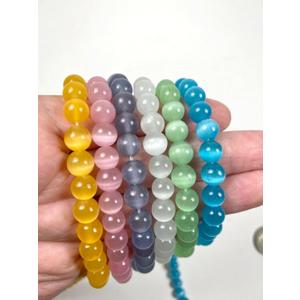 Cat Eye Glass Beads 8 mm Bulk for Jewelry Making, DIY Bracelet Supplies, Birthday Gift for Beaders, Assorted, 300 Pcs