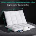 Three Geese Ultra Thin Flat Goose Down Feather Pillows for Sleeping Standard Size, 2.5" Height, 100% Cotton Cover, Ultra Slim Hotel Collection Bed Pillow for Stomach, Back Sleeper, 18x26 in.
