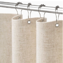 Linen Shower Curtain Beige, Fabric Boho Farmhouse Shower Curtains for Bathroom Cream Cotton Natural Cloth Liner Set 72" W x 72" L