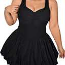MakeMeChic Women's Plus Size Sleeveless Bubble Dress Ruched Rib Knitted A Line Mini Dresses 66