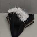 Black Pirate Hat with White Feather Colonial Tricorn Hats for Halloween Cosplay Vintage Captain Hats for Adults (One Size)