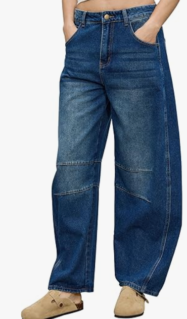 Barrel Jeans for Women Trendy High Waisted Wide Leg Baggy Cropped Relax Fit Stretch Denim Trouser Ankle Pants Size 2