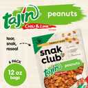 Snak Club Tajin Peanuts, Roasted Nuts with Chili and Lime Seasoning, Mild, 12 oz Resealable Bags, 6 Pack (EXP 02/22/27)