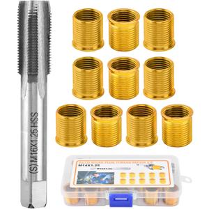 NINEFOX Spark Plug Thread Repair Kit M14x1.25, 11 PCS Insert and Tap Set, 10 Inserts + 1 Tap, for Cylinder Head Rethreading, Cars Trucks Generators