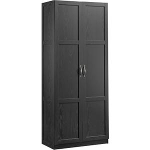 Sauder Tall Storage Cabinet, Black, 4 Adjustable Shelves, Multi-Room Use