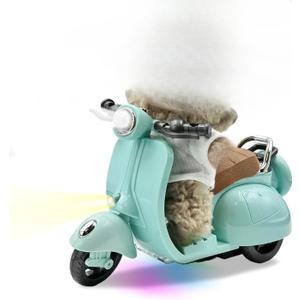 Mini Electric Doll Scooter Vehicles Toy Available Funny Doll Accessory with Music & Lights Could Rotate 360 Cute Plastic Scooter Toy Ornaments(Battery Not Included) (Blue)