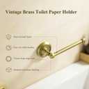 Vintage Toilet Paper Holder, Antique Solid Brass Wall Mounted Paper Towel Holder Decorative Brushed Brass Toilet Paper Roll Holder for Bathroom Vintage Bathroom Accessories