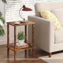 TUTOTAK End Table, Side Table, Nightstand, 2-Tier Storage Shelf, Sofa Side Table for Small Space, Living Room, Bed Room, Brown TB01BB034C