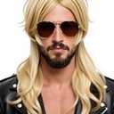 Black Long Wig for Mens black curly hair for Halloween Hippie-Themed Party