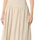 The Drop Women's Florencia Smocked Bodice Linen Maxi Dress (Whisper White/Sepia Tint Polka Dot, XL)