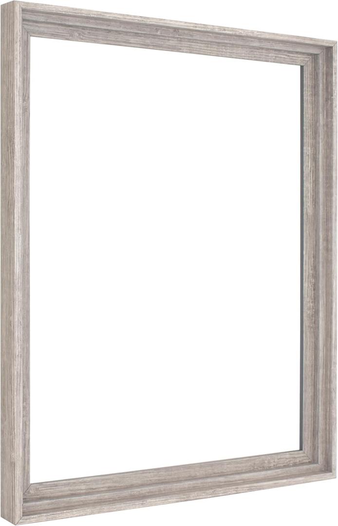 MCS Canvas Float Frames 16x20 Frame, Gray Woodgrain Finish Frame for Finished Canvases, Vertical & Horizontal Wall Hanging Large with Adhesive for Canvas Paintings (1-Pack)