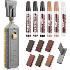 Laminate Floor Repair Kit with Heat Pen,Linoleum Repair Hard Wax 12 Color Wood Vinyl Floor Furniture Repair Kit Touch Up Marker Cover Scratches, Stains, Cracks, Holes for Door, Cabinet, Table