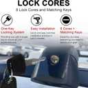 Lock Cylinders 8 Pack for Yakima Car Roof Rack System, Lock Cores for Yakima Lockable Accessories, Includes 8 Cores, 4 Keys & 2 Control Keys
