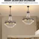 7PM French Empire Crystal Chandeliers, Vintage Crystal Chandelier, Antique Bronze Chandelier, Rustic Farmhouse Ceiling Light Fixture for Dining Room Bedroom Living Room Kitchen Foyer, W 24"
