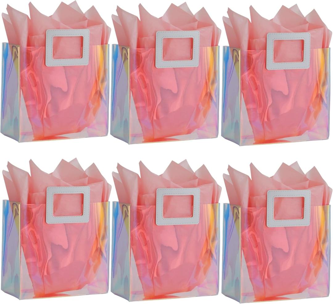 Holographic Gift Bag, 6 pieces, 8x9 inch