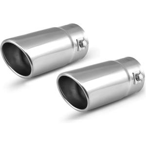 Pack of 2 Exhaust tips - to Fit 1.5 to 2 Inch Exhaust Tail Pipe Diameter- Stainless Steel to give Chrome Effect - Car Muffler Tips