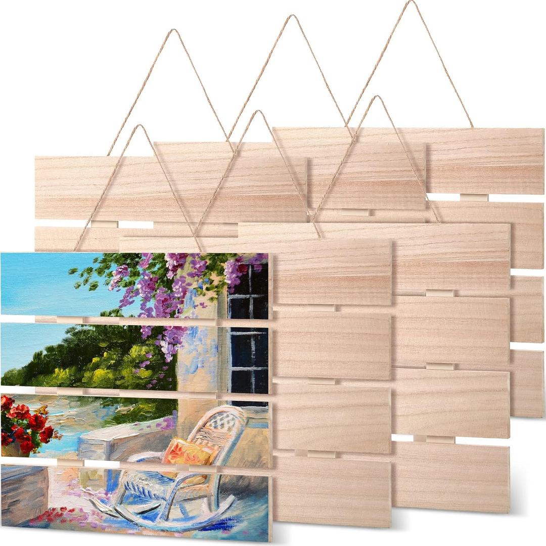 6 Pieces Unfinished Wood Pallet Sign Blank Wooden Hanging Plaque for Crafts, 9.8 x 9.8 Inch DIY Rustic Wooden Signs Decorative Slice Painting Plaque for Home Wall Shop Holiday Front Door Decorations