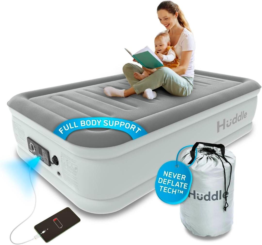 Huddle Air Bed, Luxury Inflatable Mattress with Built-in Pump, Blow Up Mattress, Inflatable Mattress, Airbed with Pump, Twin