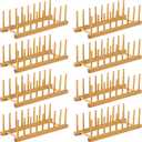 Thenshop 8 Pcs Wooden Plate Rack Organizer for Cabinet, 8 Slots Plate Drying Rack, Dish Organizer Holder, Pot Lid Stand, for Bowl Cup Cutting Board Kitchen Storage