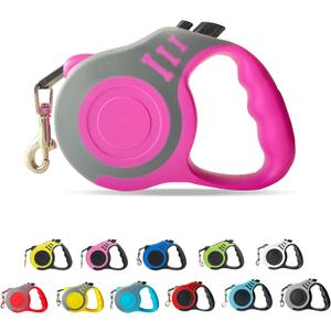 Retractable Dog Leash Automatic Telescopic Tractor Dog Tape, Pet Tape 10/16 FT Durable and Convenient, with Non-Slip Handle, Suitable for Small and Medium-Sized Dogs (Gray Pink)