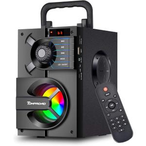 Bluetooth Speaker, Portable Bluetooth Speakers with Subwoofer Wireless Stereo Sound Rich Bass Outdoor Party Speakers Support Remote Control FM Radio LED Lights