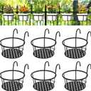 CADANI Iron Hanging Plant Holder Over The Rail Metal Fence Planters, Hanging Bucket Flower Pot Holder for Patio Balcony Outdoor Plants - Pack of 6 (Black)