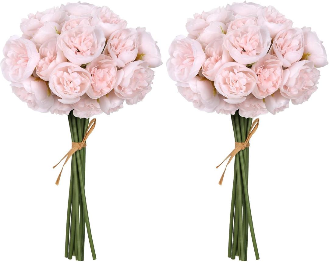 IPOPU Ranunculus Artificial Flowers 18 PCS Silk Flowers Artificial Peonies Faux Ranunculus Flowers for DIY Wedding Bouquet Bridal Shower Filler Flowers Decor(Light Pink)