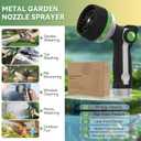 Garden Hose Nozzle Heavy Duty,Metal Water Hose Nozzle with 10 Adjustable Spray Patterns, High Pressure Hose Sprayer Nozzle Thumb Control On Off Valve for Lawn & Plant Watering, Car & Pet Washing