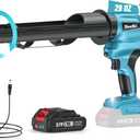 Seesii Electric Caulking Gun 29oz, Cordless Caulk Gun with a 2000mAh Battery, Stepless Speed, Anti-Drip, Led Light, Battery Powered Caulking Gun for Filling, Sealing (Sky Blue)