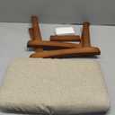 Foot Stool Ottoman Foot Rest Under Desk,Small Stool for Living Room, Bedroom and Kitchen (Brown Legs - Beige Stool Surface)