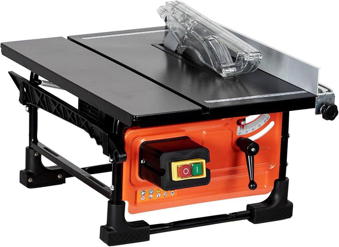 Table Saw for Jobsite, ExploreHorizon 8-Inch 6.7-Amp Copper Motor, Cutting Speed Up to 3576RPM, 24T Blade,Compact & Portable Table Saw Kit With Sliding Miter Gauge, Diy and Woodworking