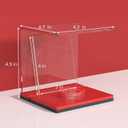 FEMELI Baseball Case Display Holder: 2PCS Acrylic Clear Ball Box with Base/Card Slot-Memorabilia Showcase Autograph Softball Protector Stand (Red)
