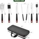 Grilling Accessories Set Spatula Fork Cleaning Brush Food Tongs Carving Knife Basting Brush Durable Stainless Steel BBQ Grill Tools with Extra Thick Storage Case BBQ Accessories Grill Set